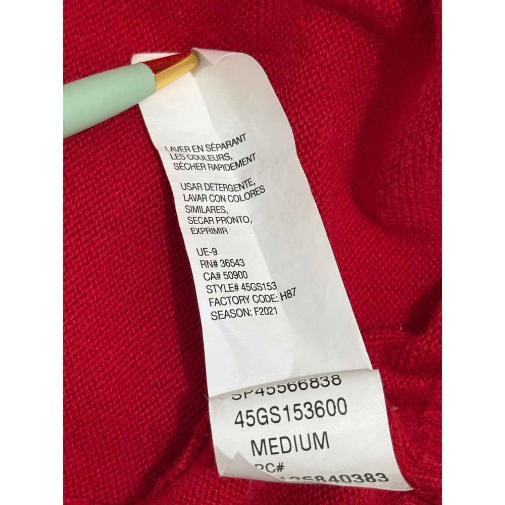 IZOD Red Quarter Zip 100% Cotton Sweater Pullover Mock Neck Men's M Country Club - Picture 8 of 8